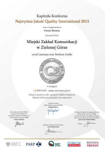 Najwyższa Jakość Quality International 2013