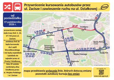 Przywrócenie kursowania przez ul. Zacisze - od 19.10.