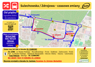 Uwaga! Objazd dla linii nr 5