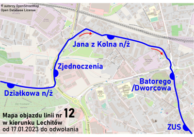 Linia nr 12 w kierunku ul. Lechitów